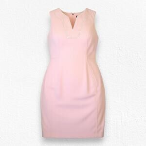 Tommy Hilfiger Powder Pink Sleeveless V-Neck Lace Trim Sheath Dress Size 6